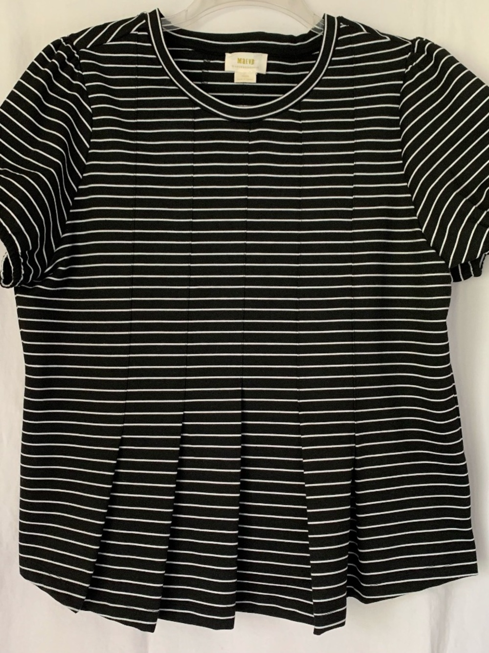 Maeve (Anthropologie) black & white stripe 'Corset Peplum Top'